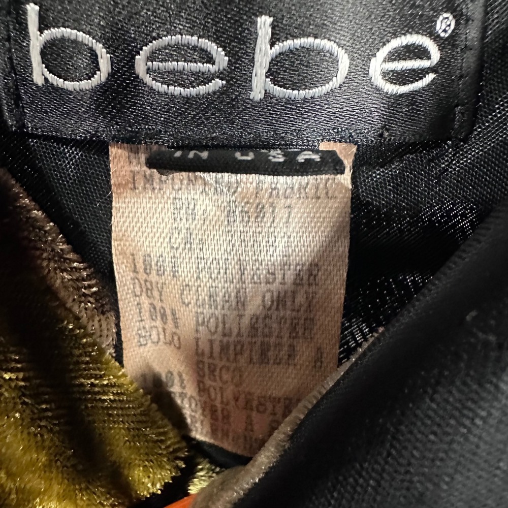 Vintage Bebe Y2K Crush Velvet Burnout Floral Midi Dress Black Gold USA Made M - Picture 3 of 7